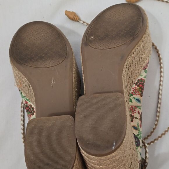 Tory Burch Antiquity Positano Lace-up Espadrilles Sandals Platform women's 7 - Picture 5 of 10